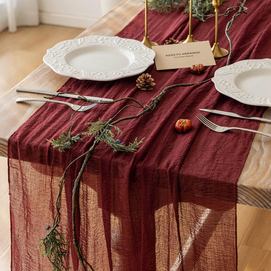 Keketo Fall Table Runner Terracotta Rust Gauze 120 Inch 10 FT Rustic Burnt Orange Cheese Cloth for Wedding Baby Bridal Shower Party Centerpiece Sheer Thanksgiving Fall Decorations
