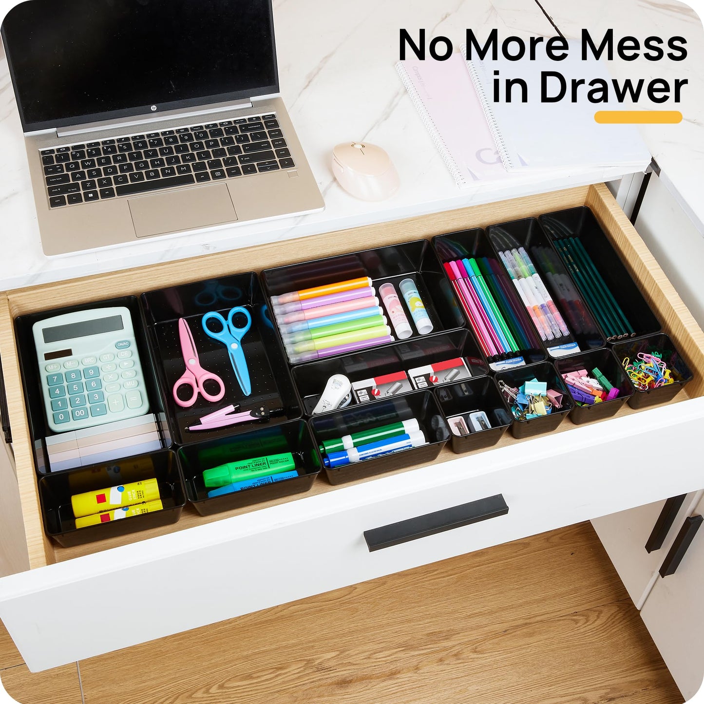 Vtopmart 25 PCS Clear Plastic Drawer Organizers Set, 4-Size Versatile Bathroom and Vanity Drawer Organizer Trays