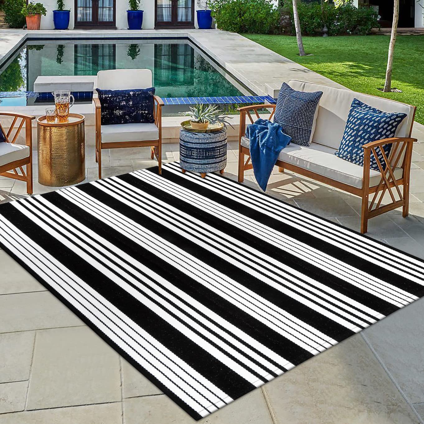 Thanksgiving Black & White Outdoor Rug for Home Decor Products