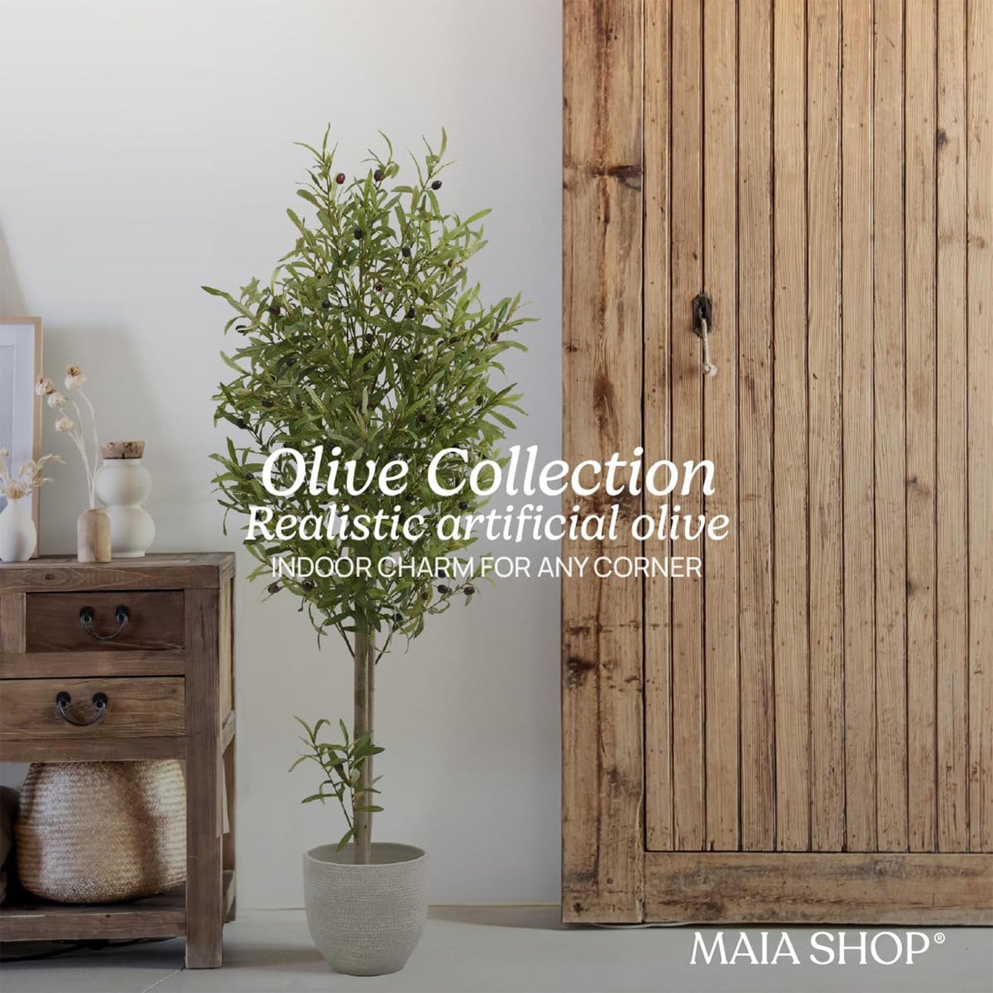 Maia Shop 3.5ft Artificial Bamboo Tree, Fake Plants for Home Decor, Natural Wood Trunk