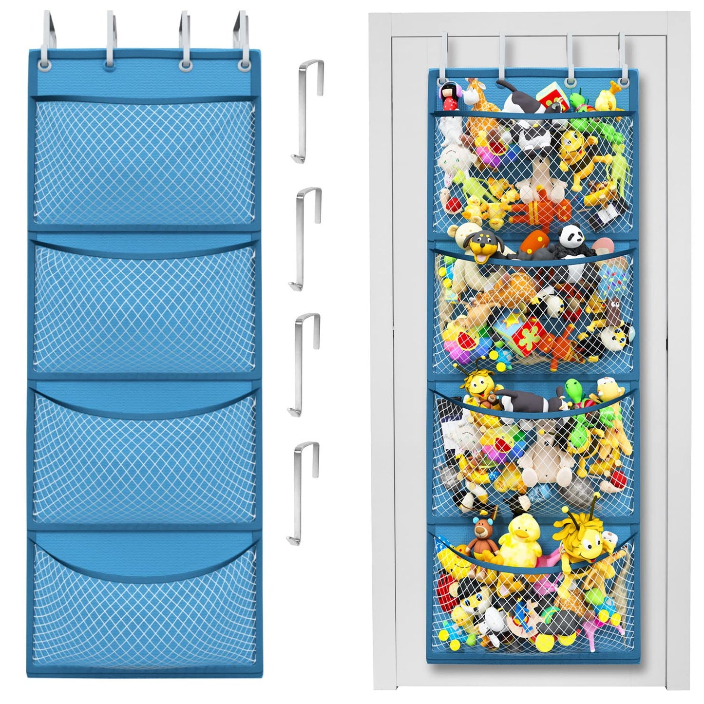 The Original Stuffed Animal Storage (Patent Pending) - Over Door Organizer for Stuffies, Baby Ideas Holder, Toy Plush/Hammock Hanging Storage Net Big Girls Toddler Large Bag Animals