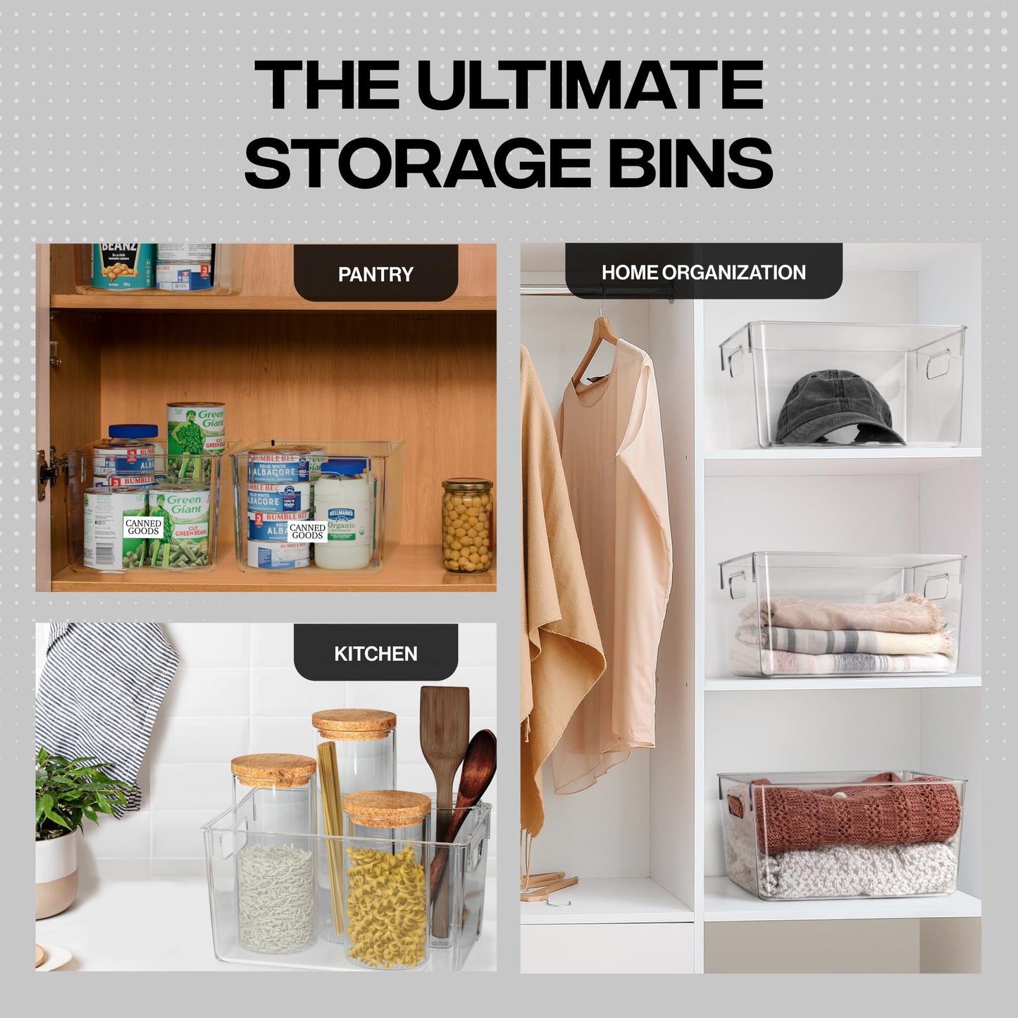 ClearSpace Clear Plastic Storage Bins – Pantry Organizers & Storage Containers, Cabinet Organizer - Home Organization Must Haves!