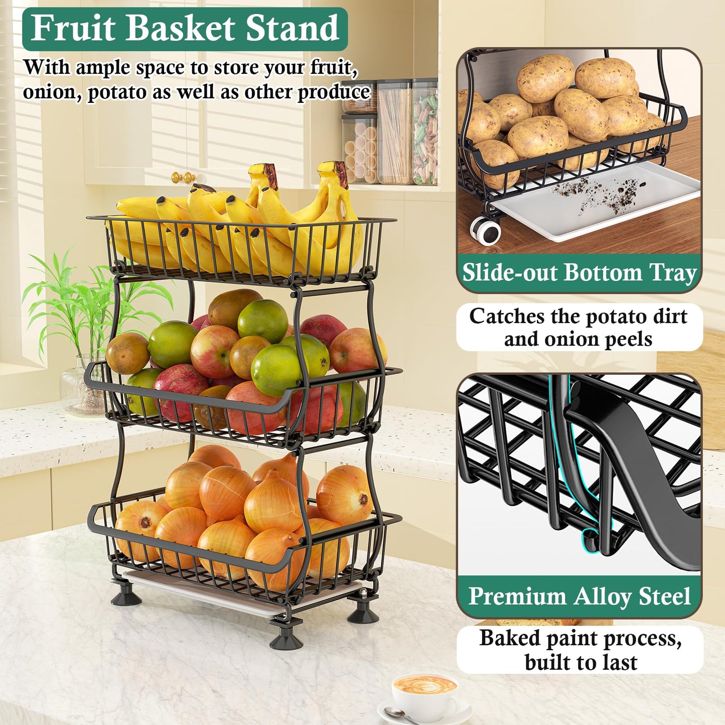 3-Tier Rolling Pantry Floor Organizer – a kitchen storage solution for your home improvement needs