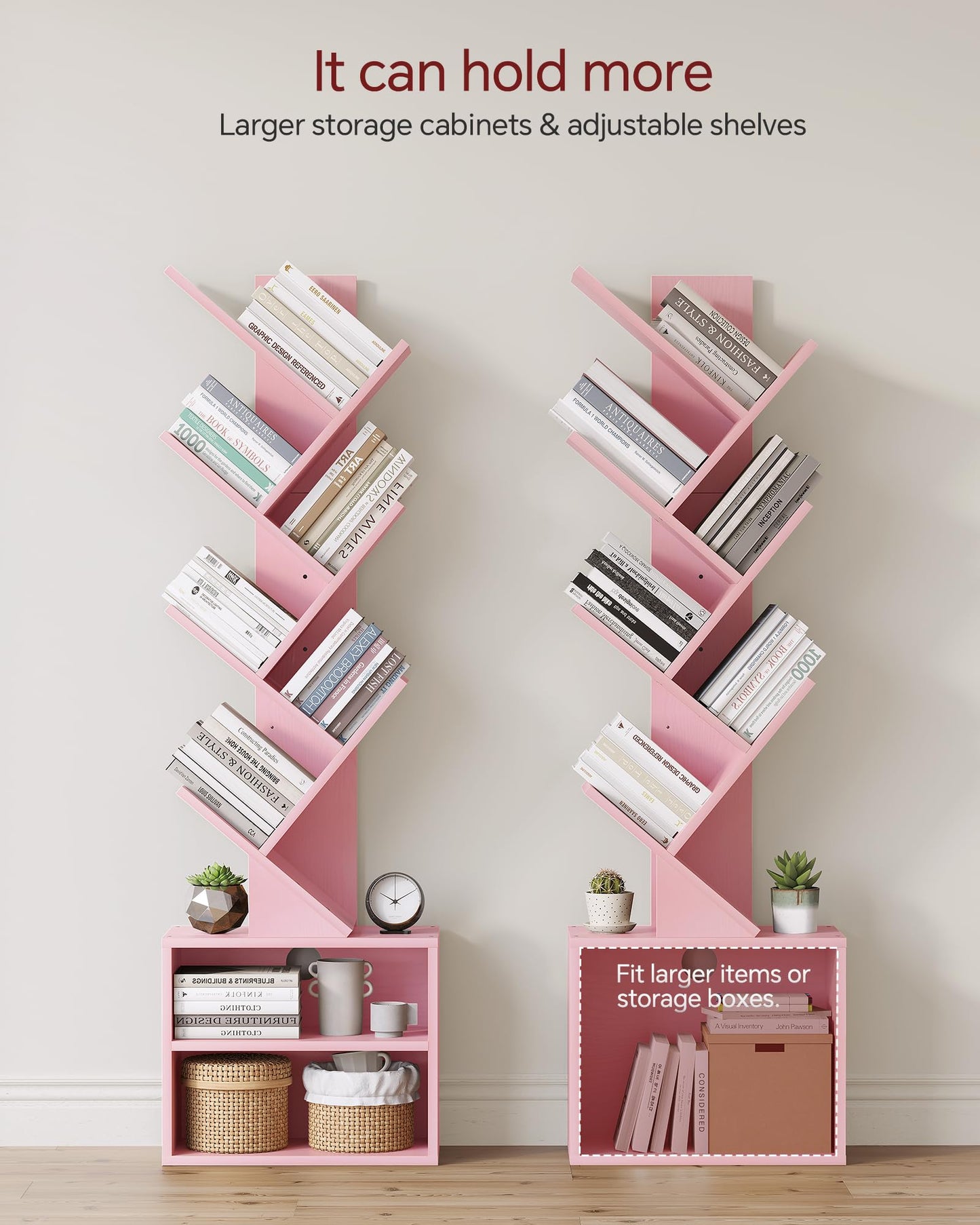 SUNMORY 6 Tier Tree Bookshelf, Small Bookcase with Storage Cabinet, Modern Tall Narrow Bookshelves Organizer, Floor Standing Book Shelf