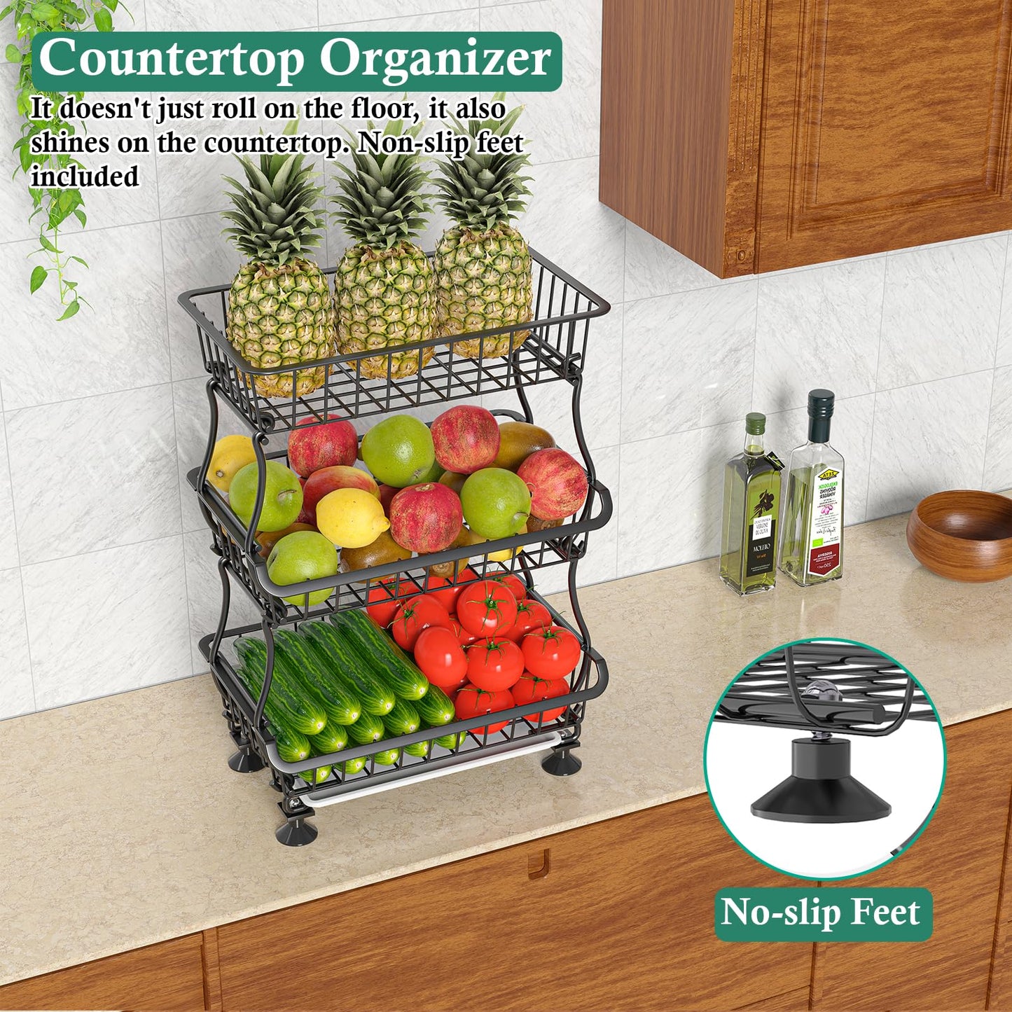 3-Tier Rolling Pantry Floor Organizer – a kitchen storage solution for your home improvement needs