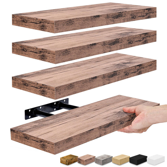 Sorbus Floating Shelves for Wall, Bathroom Shelves Wall Mounted for Kitchen, Bedroom, Bathroom Storage Over Toilet, Hanging Book Shelf for Wall Home Decor Living Room (Grey, 3 Pack)