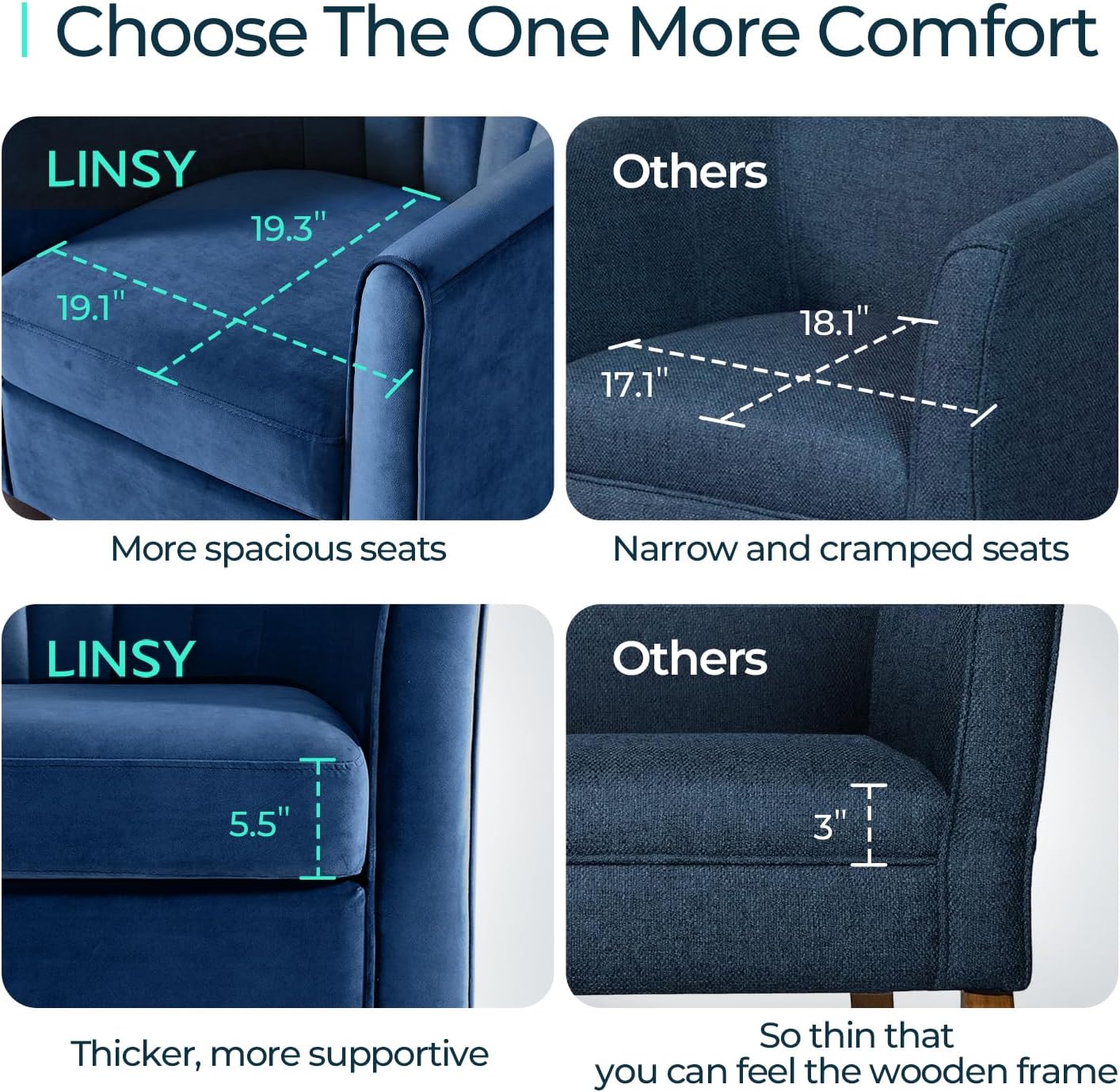 LINSY Accent Chair with Ottoman, Modern Barrel Chair Comfy Armchair with Footrest