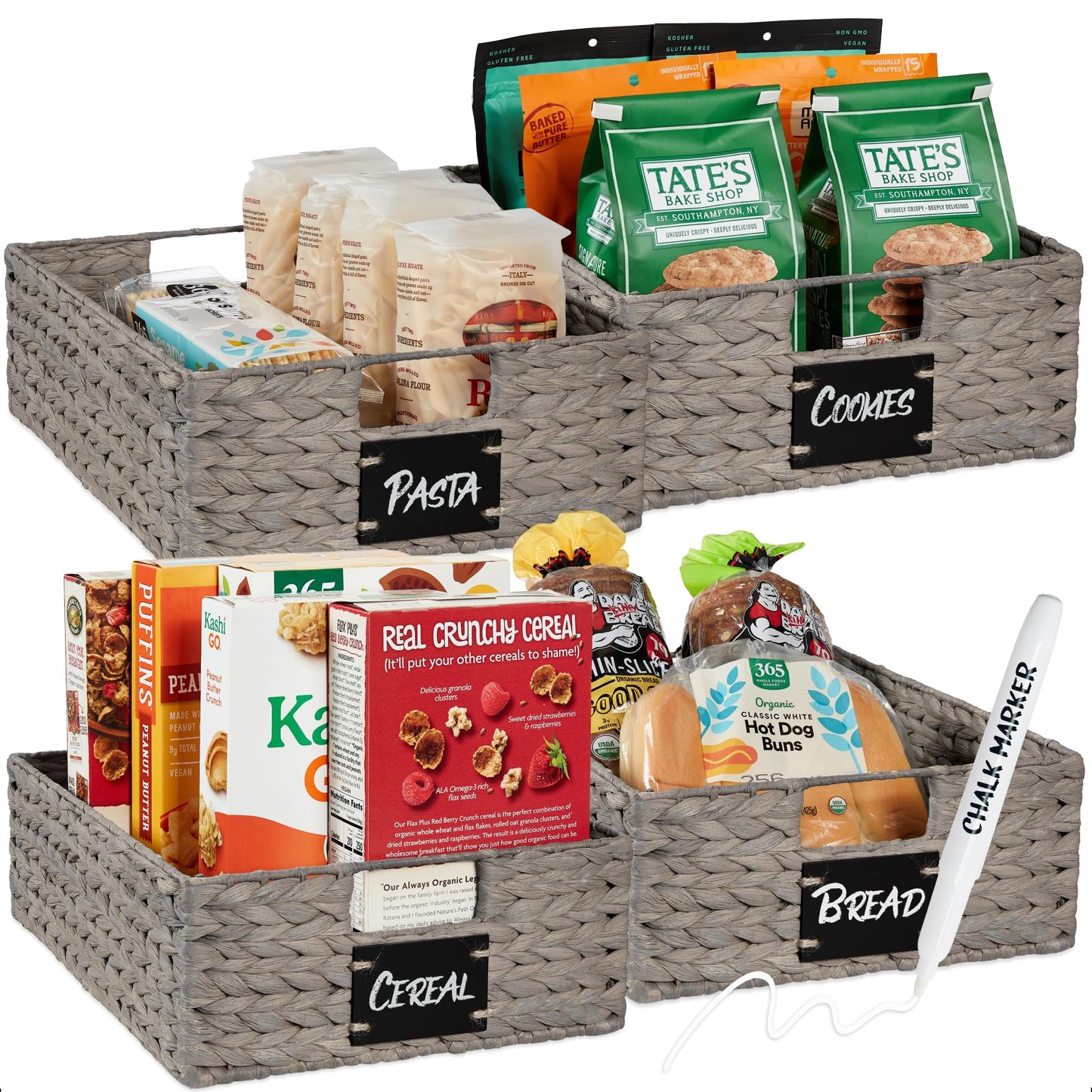 Best Choice Products Set of 4 9x12in Water Hyacinth Pantry Baskets
