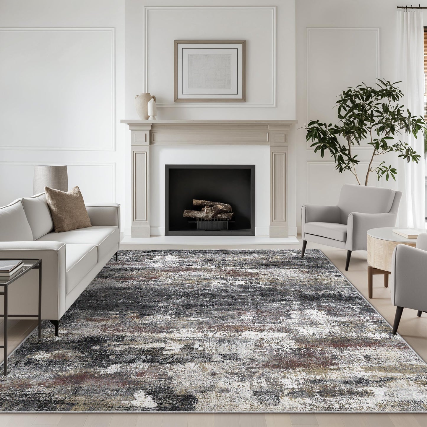 Area Rugs 5x7 for Living Room Bedroom, Modern Abstract Machine Washable Large Light Green Rug Soft