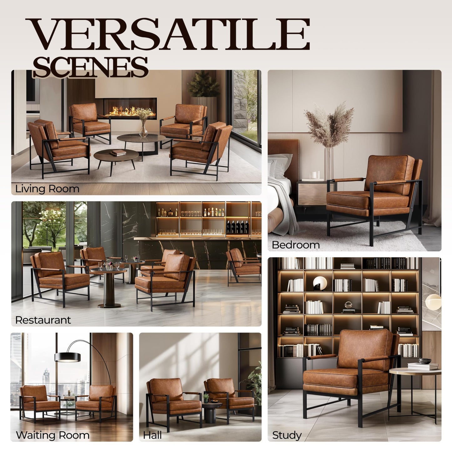 Yaheetech PU Leather Armchairs, Retro Leisure Accent Chair with Extra Soft Padded and Cushion