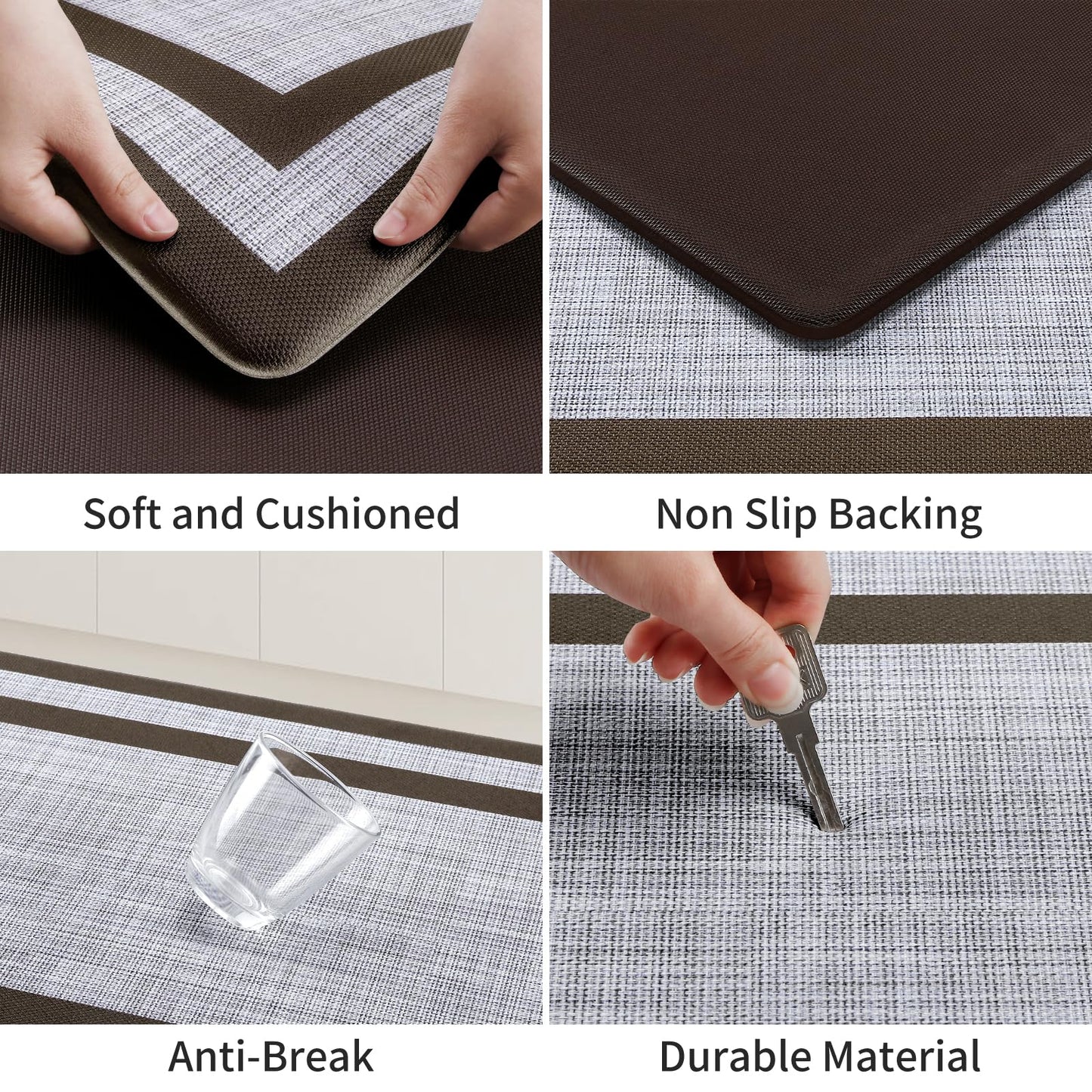 Mattitude Kitchen Mat [2 PCS] Cushioned Anti-Fatigue Non-Skid Waterproof Rugs Ergonomic Comfort Standing Mat for Kitchen, Floor, Office, Sink, Laundry, Black and Gray