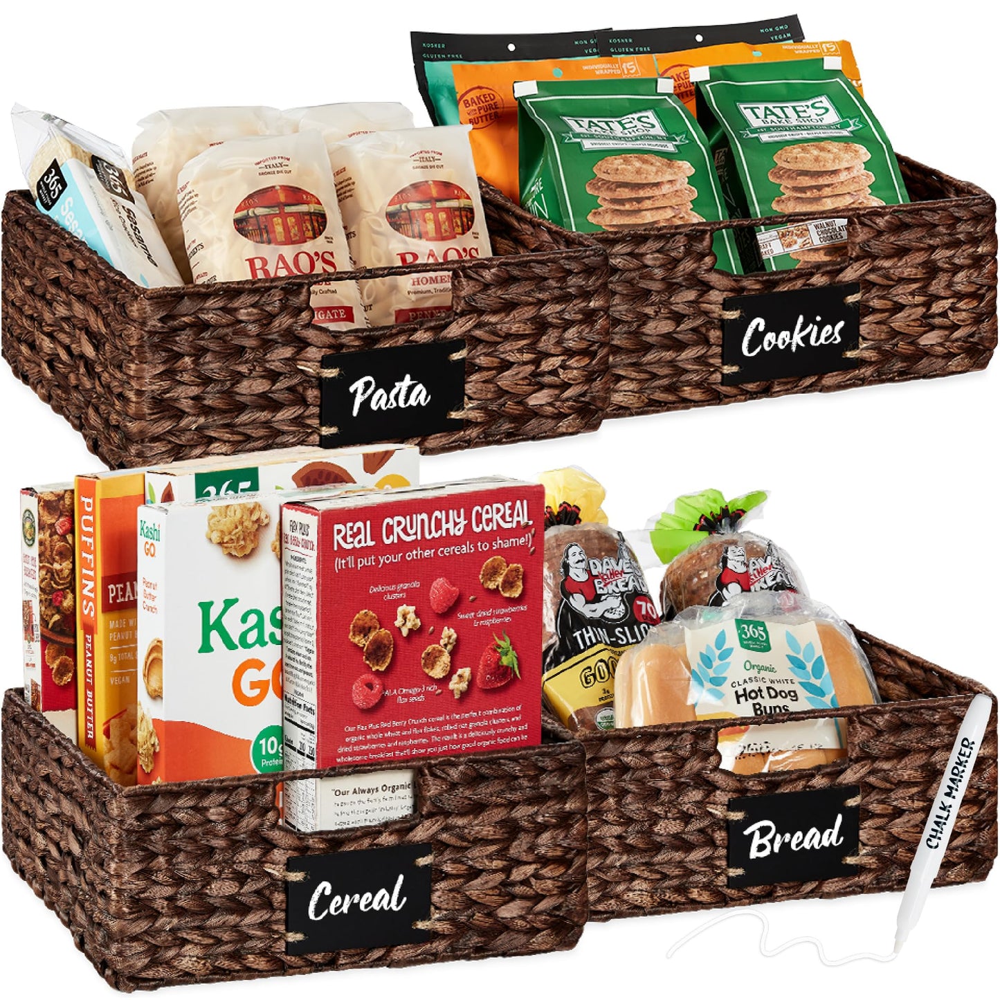Best Choice Products Set of 4 9x12in Water Hyacinth Pantry Baskets