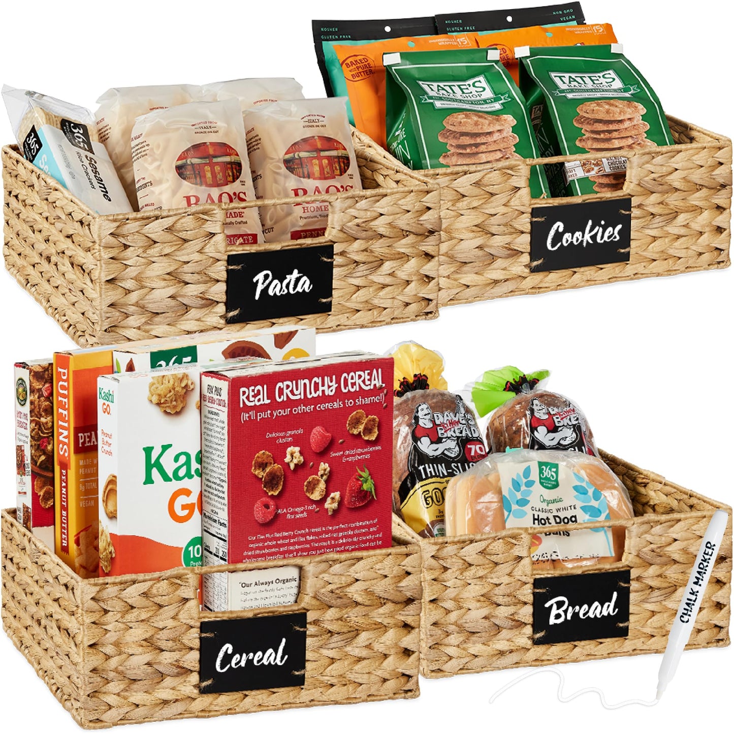 Best Choice Products Set of 4 9x12in Water Hyacinth Pantry Baskets