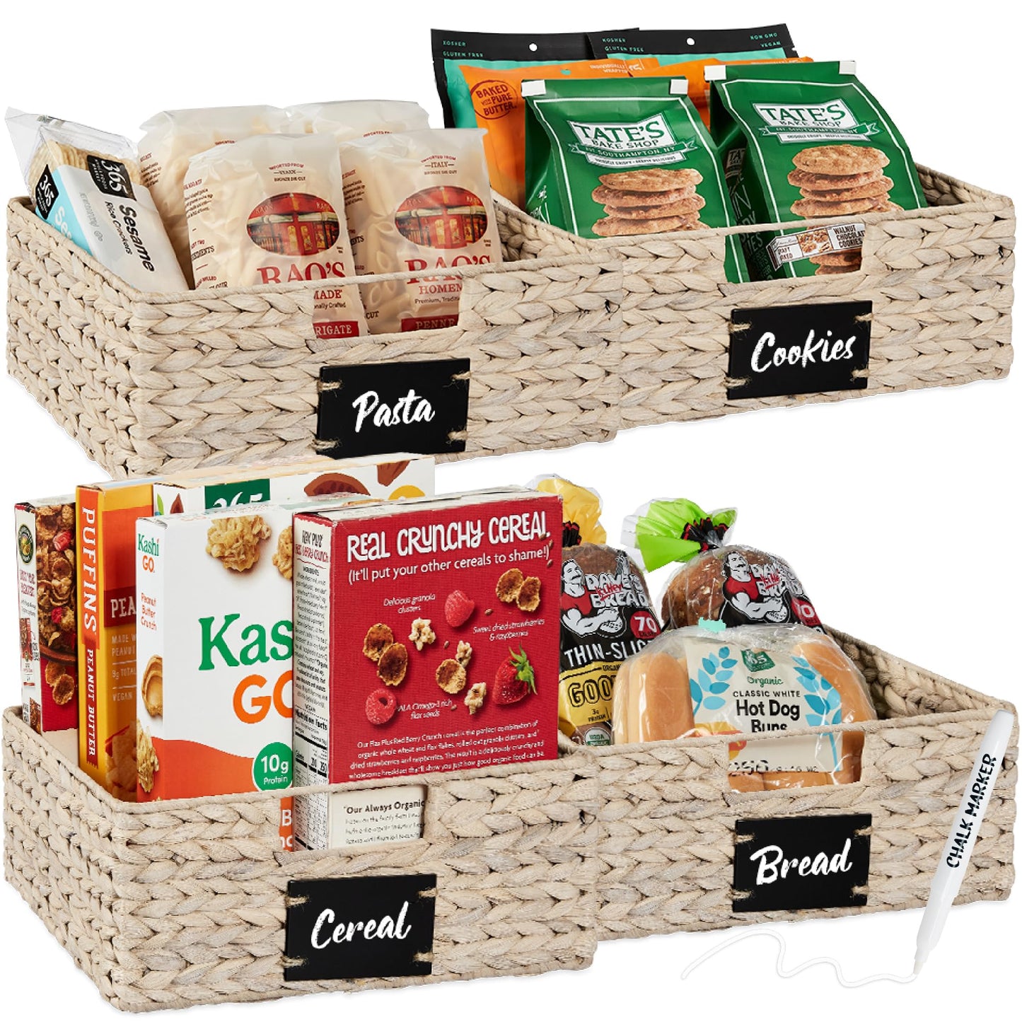Best Choice Products Set of 4 9x12in Water Hyacinth Pantry Baskets