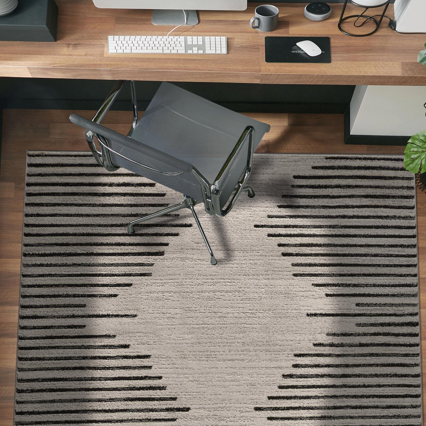 Rugshop Bohemian Stripe Stain Resistant High Traffic Living Room Kitchen Bedroom Dining Home Office Area Rug 5' x 7' Black