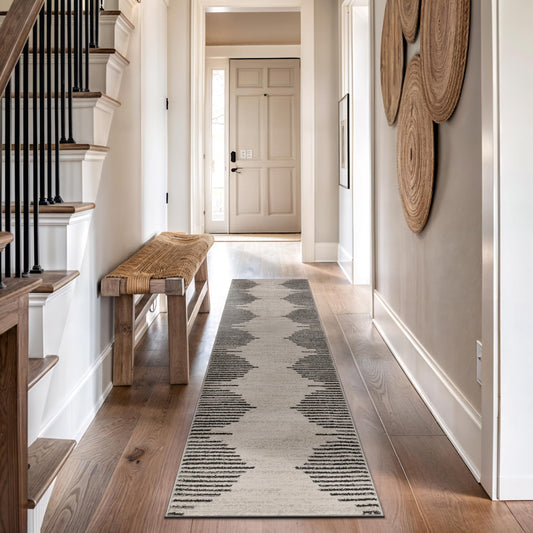 Rugshop Bohemian Stripe Stain Resistant High Traffic Living Room Kitchen Bedroom Dining Home Office Area Rug 5' x 7' Black