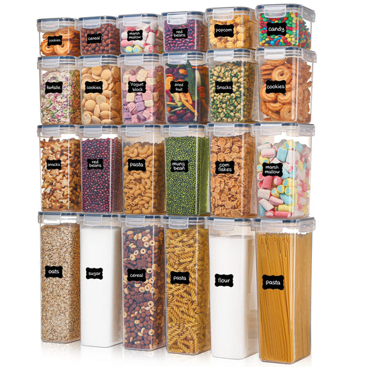 Airtight Food Storage Containers with Lids, Vtopmart 24 pcs Plastic Kitchen and Pantry Organization