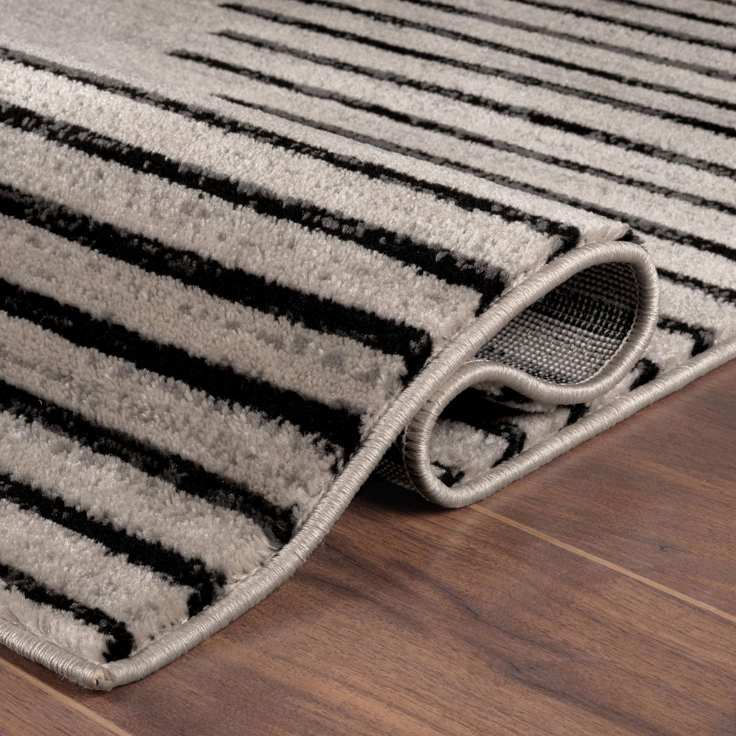 Rugshop Bohemian Stripe Stain Resistant High Traffic Living Room Kitchen Bedroom Dining Home Office Area Rug 5' x 7' Black