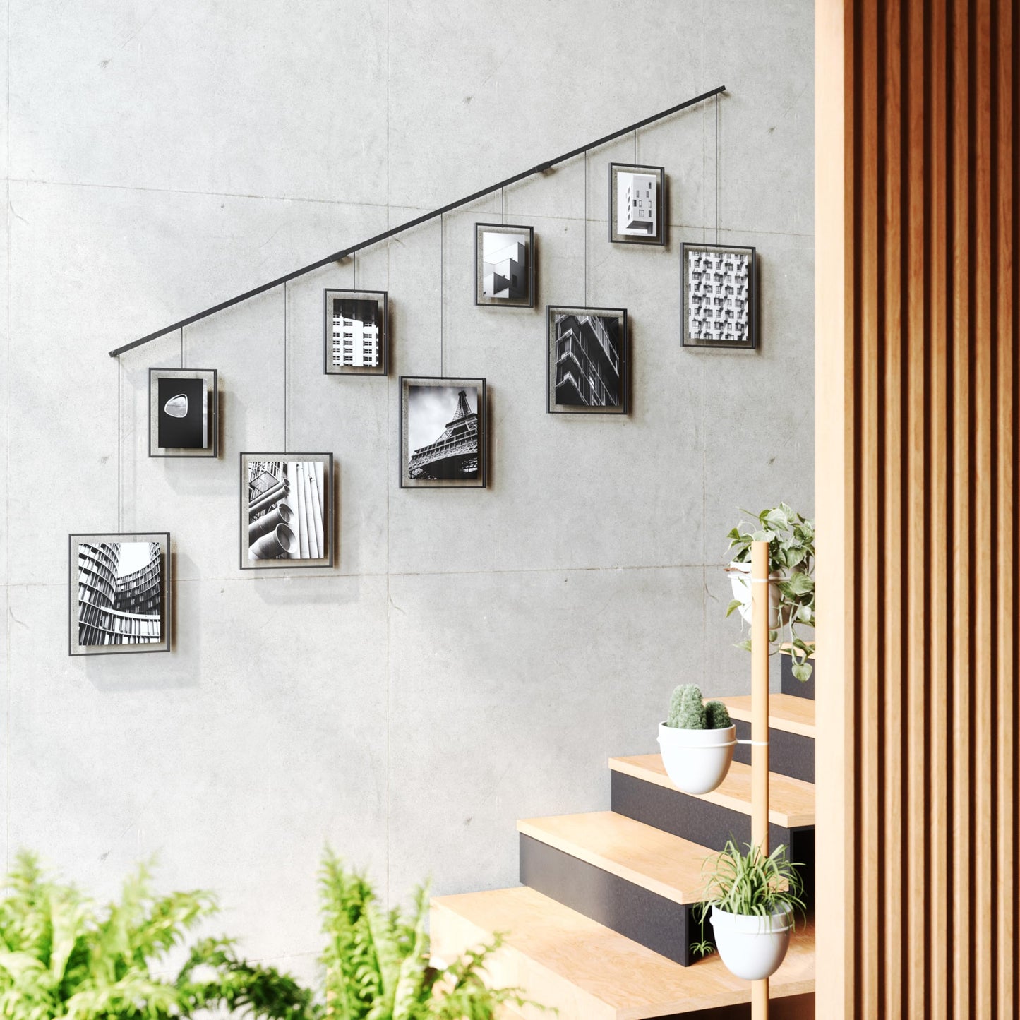 Umbra Exhibit Picture Frame Gallery Set, Adjustable Wall Collage Displays Five Photos (Two 4x6" and Three 5x7")