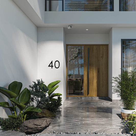 12 Inch Modern Floating House Numbers for Outside | Large Metal House Numbers for Outdoors | Black Coated Rust-Proof Home Address Numbers/Plaques | Metal Numbers