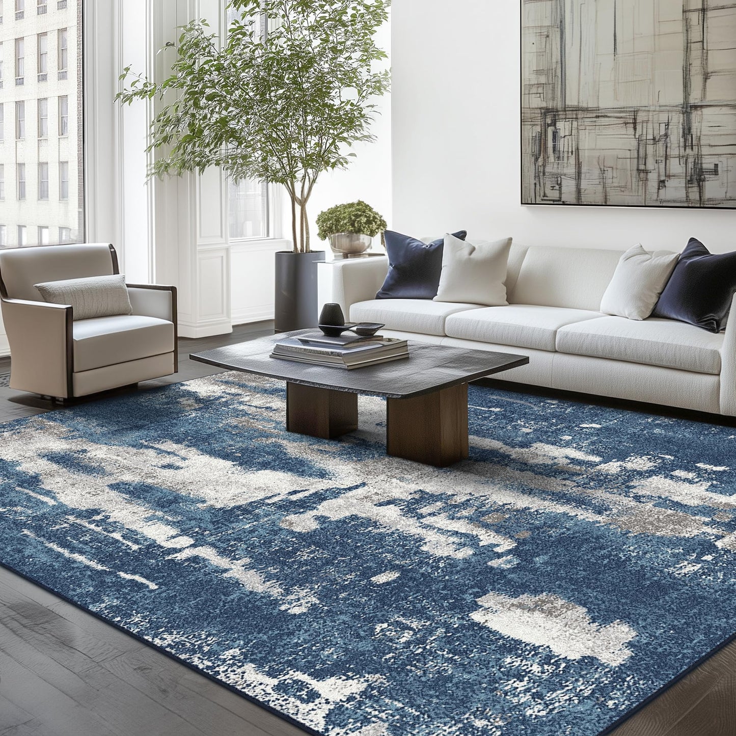 Area Rugs 5x7 for Living Room Bedroom, Modern Abstract Machine Washable Large Light Green Rug Soft