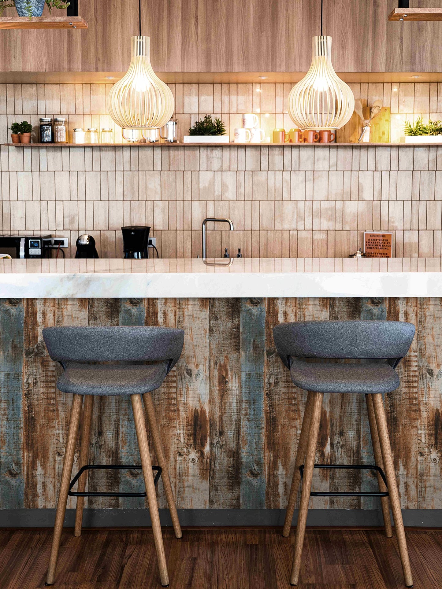 Heroad Peel and Stick Wallpaper Wood Contact Paper 17.3"x78.7" Blue Brown Wood Grain Removable Self Adhesive Wallpaper for Countertop Cabinet Kitchen Backsplash Shiplap