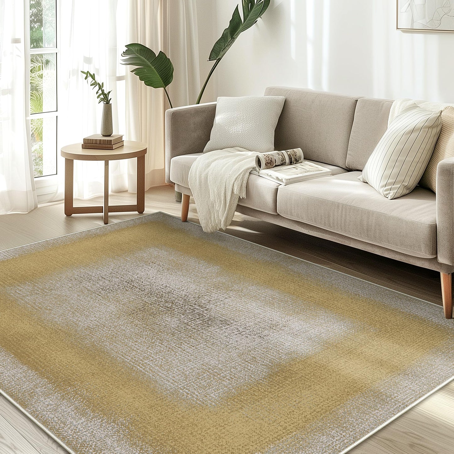 Area Rugs 5x7 for Living Room Bedroom, Modern Abstract Machine Washable Large Light Green Rug Soft