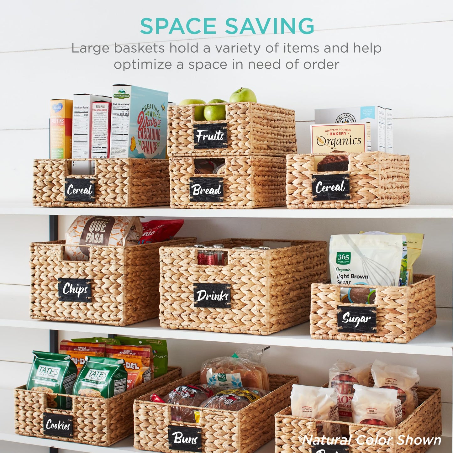 Best Choice Products Set of 4 9x12in Water Hyacinth Pantry Baskets