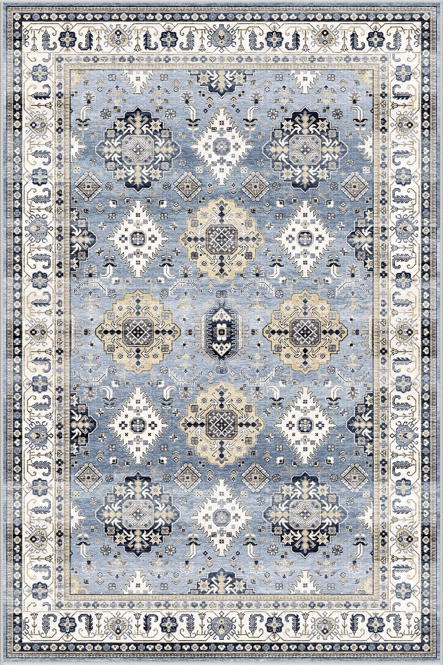 Dripex Vintage Runner Rug-2x8 Washable Distressed Hallway Runner Oriental Medallion Carpet Non-Slip Stain-Resistant Kitchen Mat Foldable Thin Accent Rug for Entrance Living Room Bedroom
